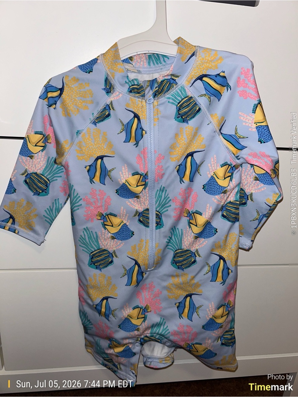 Janie and Jack Light Blue Tropical Fish Zip Front Rashguard 18-24